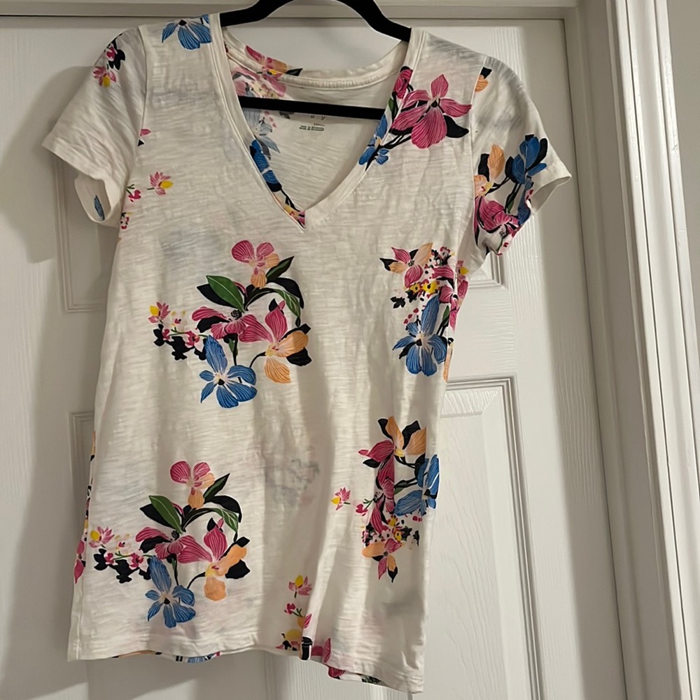 Tropical  V Neck Tee Shirt